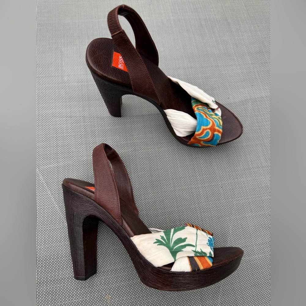 Hugo Boss Vintage Slingback Platform Sandals